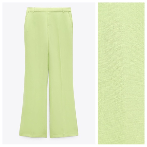 NWT. Zara Light Green Full Length Mid-Rise Pants. Size S, M. - Picture 6 of 11